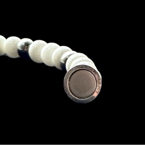 Set of 2 Milor Italy Sterling Silver White Agate Beaded Bracelets - Picture 4 of 5